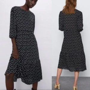 Zara Black White Polka Dot Dress Sz S NWT